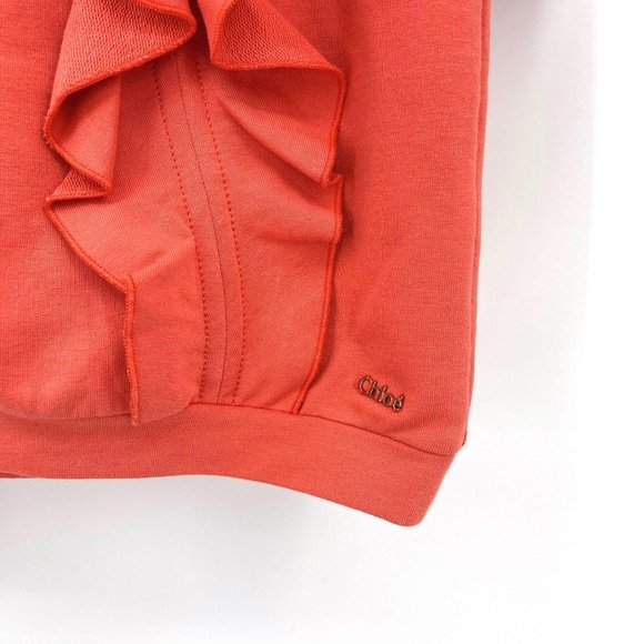 Chloe Orange Bow Ruffle Terry Knit Raglan Long Sleeve Crew Dress Girls Size 12 - Picture 5 of 11